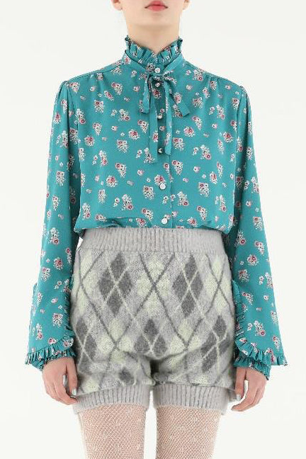 Jennyfax Teal Frilled Shirt JFAW21B031 PJF1